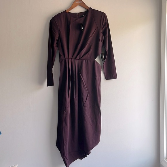 Express Dresses & Skirts - NWT Express eggplant long sleeve heavyweight dress with side cut out